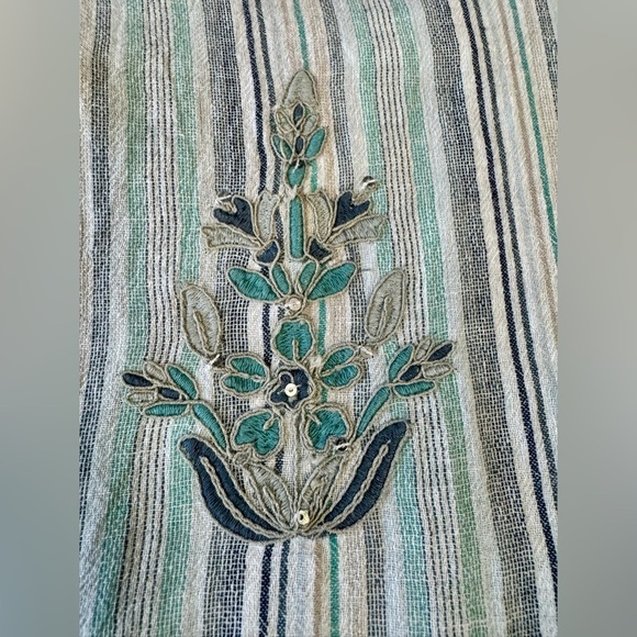 Soft Surroundings Embelia Cotton Tunic Top green Multi Stripe Size Extra Large - Picture 11 of 14